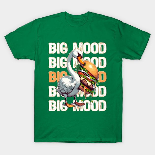 Big Mood Big Food, Swan Craving a Giant Burger T-Shirt by maknatess